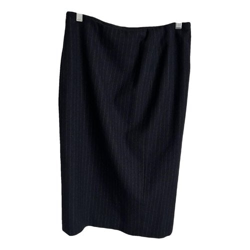 Pre-owned Bottega Veneta Wool Mid-length Skirt In Navy