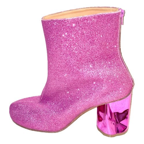 Pre-owned Maison Margiela Leather Ankle Boots In Pink