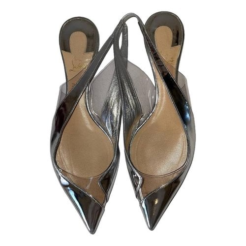 Pre-owned Christian Louboutin Patent Leather Flats In Silver