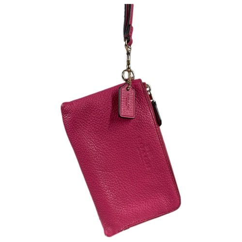 Pre-owned Coach Leather Card Wallet In Pink