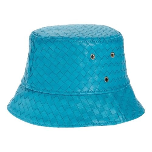 Pre-owned Bottega Veneta Leather Hat In Blue