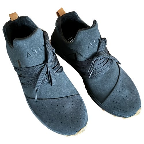 Pre-owned Arkk Leather Trainers In Black
