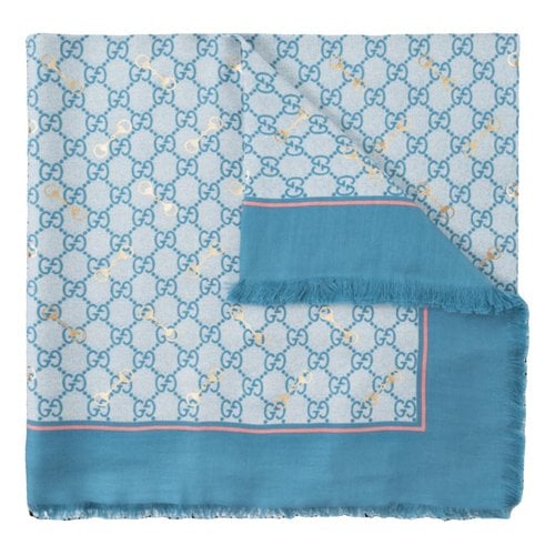 Pre-owned Gucci Silk Scarf In Blue