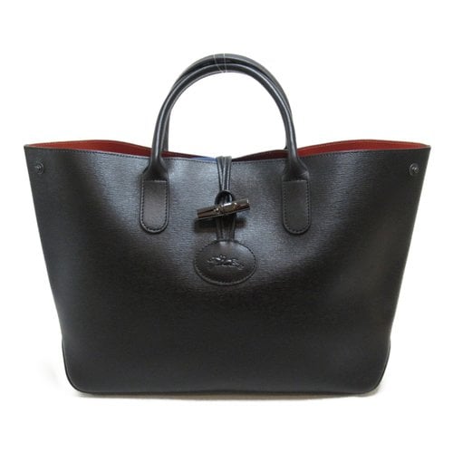 Pre-owned Longchamp Leather Tote In Black
