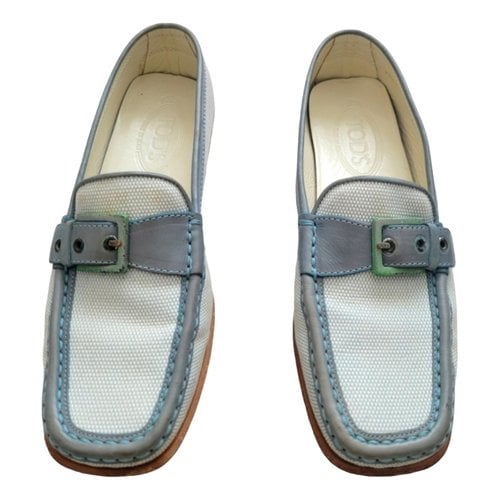 Pre-owned Tod's Cloth Flats In Blue