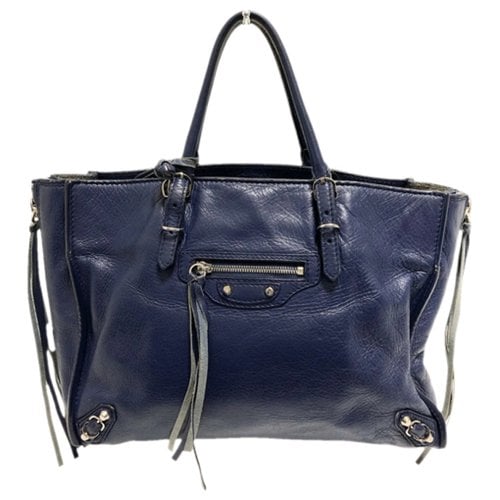Pre-owned Balenciaga Leather Tote In Navy