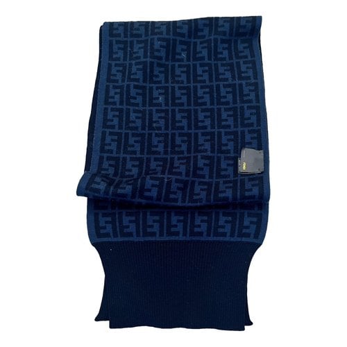Pre-owned Fendi Wool Scarf & Pocket Square In Blue