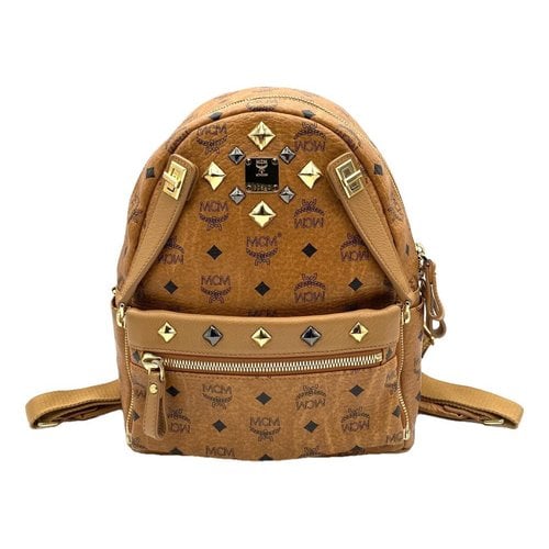 Pre-owned Mcm Stark Leather Backpack In Brown
