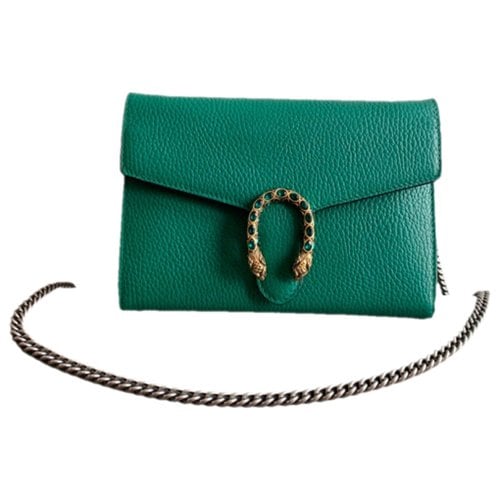 Pre-owned Gucci Dionysus Chain Wallet Leather Handbag In Green