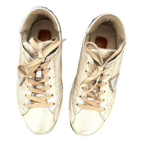 Pre-owned Philippe Model Leather Trainers In Gold