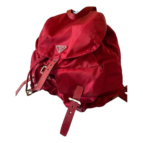 Pre-owned Prada Re-nylon Backpack In Burgundy