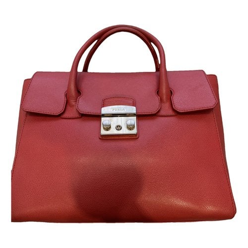 Pre-owned Furla Candy Bag Leather Handbag In Orange