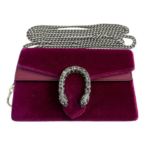 Pre-owned Gucci Dionysus Super Mini Velvet Crossbody Bag In Purple