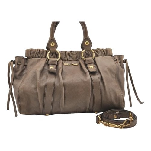 Pre-owned Miu Miu Vitello Leather Handbag In Brown