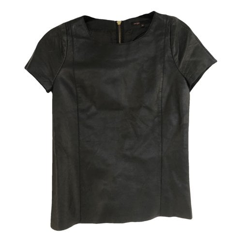 Pre-owned Maje Leather Top In Black