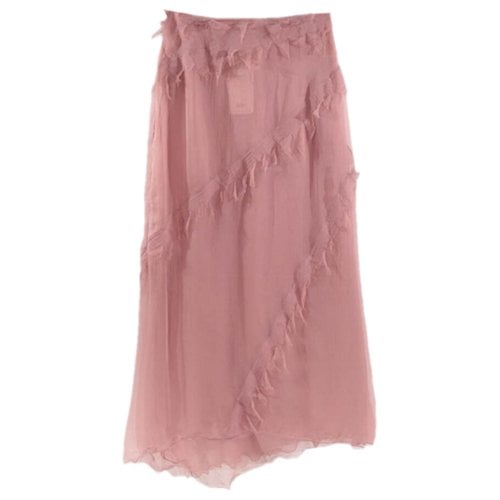 Pre-owned Alberta Ferretti Silk Maxi Skirt In Pink