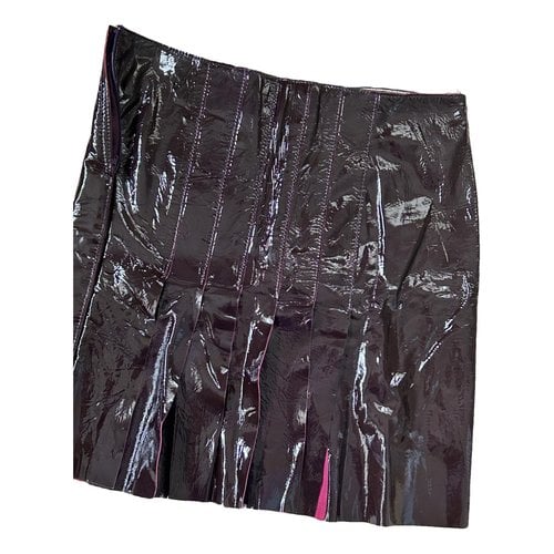 Pre-owned Alberta Ferretti Patent Leather Mid-length Skirt In Burgundy