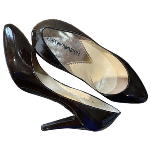 Pre-owned Emporio Armani Patent Leather Heels In Brown
