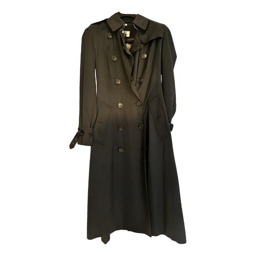 Pre-owned Burberry Silk Trench Coat In Black
