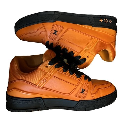 Pre-owned Louis Vuitton Lv Trainer Leather Low Trainers In Orange