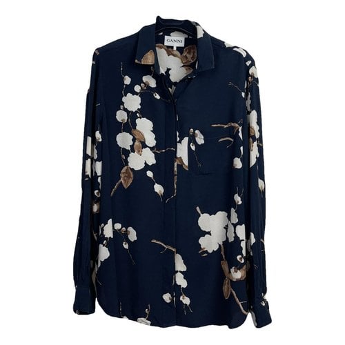 Pre-owned Ganni Spring Summer 2019 Blouse In Navy