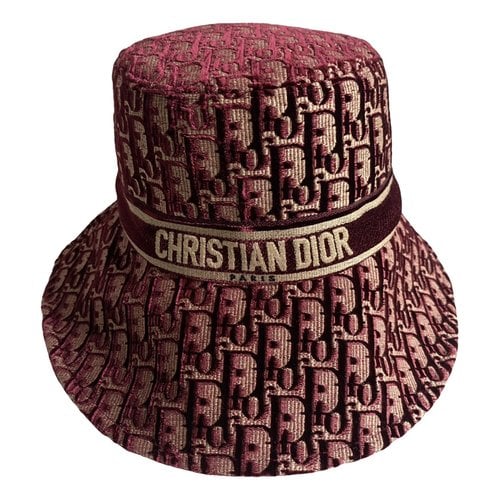 Pre-owned Dior Teddy D Hat In Burgundy