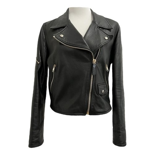 Pre-owned Simonetta Ravizza Leather Biker Jacket In Black