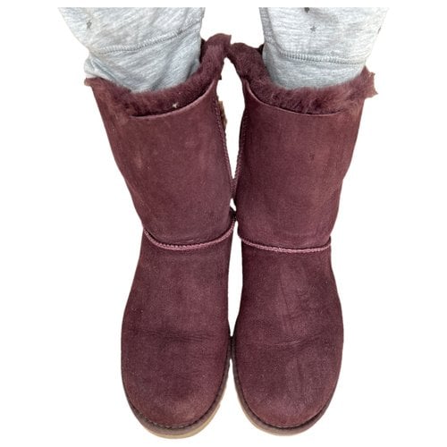 Pre-owned Ugg Faux Fur Snow Boots In Purple