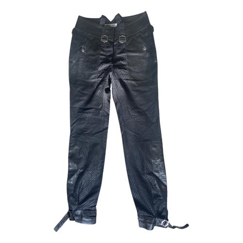 Pre-owned Dior Leather Straight Pants In Black