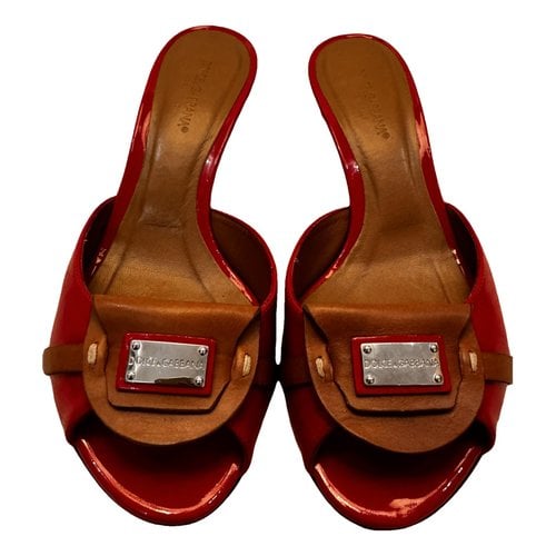 Pre-owned Dolce & Gabbana Leather Espadrilles In Red