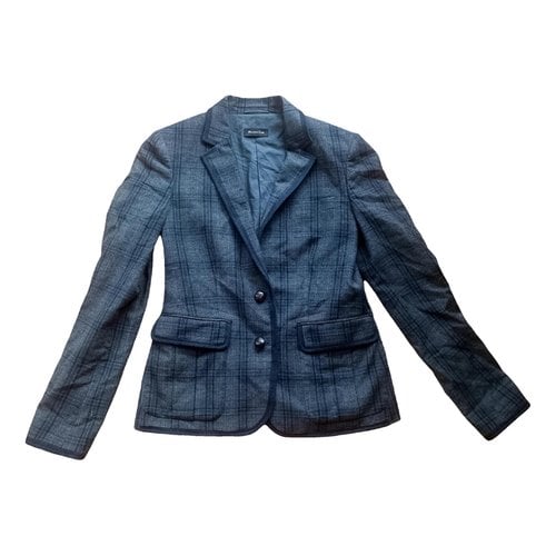 Pre-owned Massimo Dutti Wool Blazer In Blue