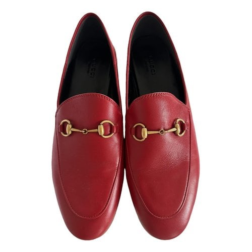 Pre-owned Gucci Brixton Leather Flats In Red
