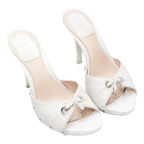 Pre-owned Dior Leather Sandals In White