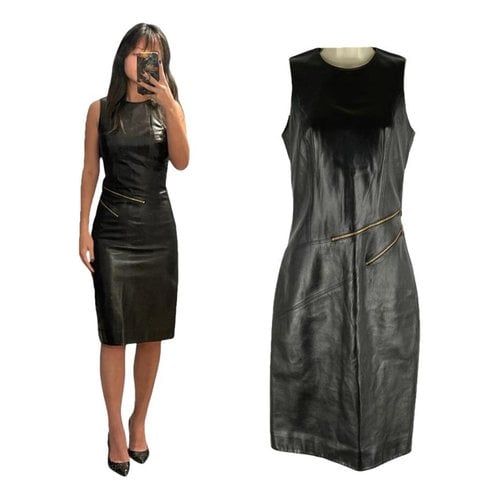 Pre-owned Michael Kors Leather Mid-length Dress In Brown