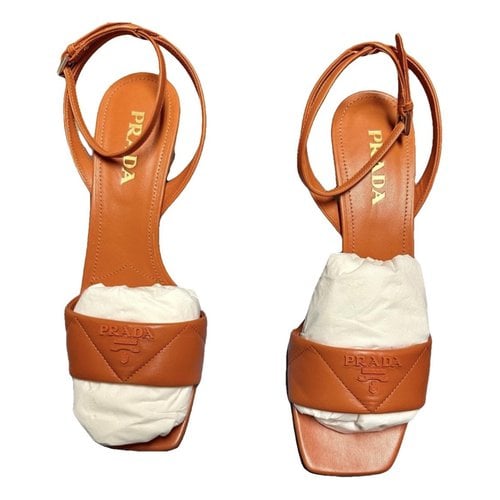 Pre-owned Prada Leather Sandal In Orange