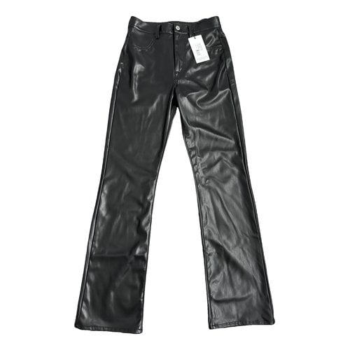 Pre-owned 7 For All Mankind Vegan Leather Trousers In Black