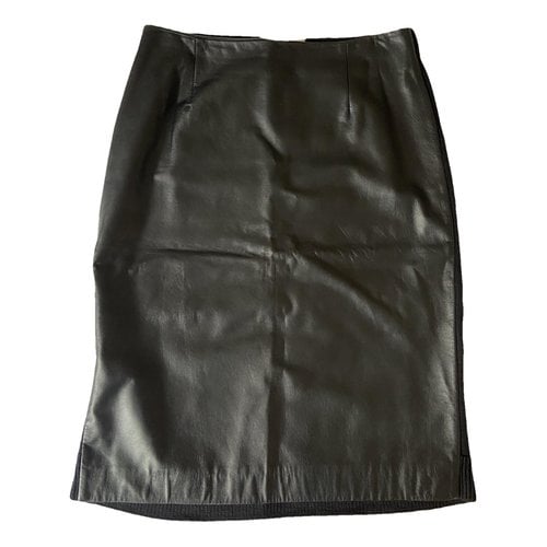 Pre-owned Maison Margiela Leather Mid-length Skirt In Black