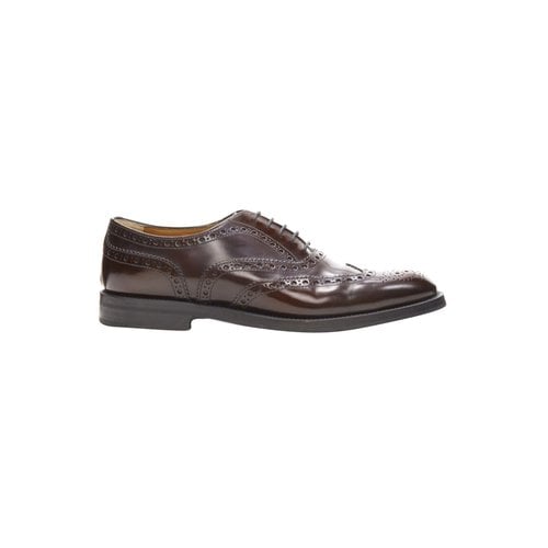 Pre-owned Church's Leather Flats In Burgundy