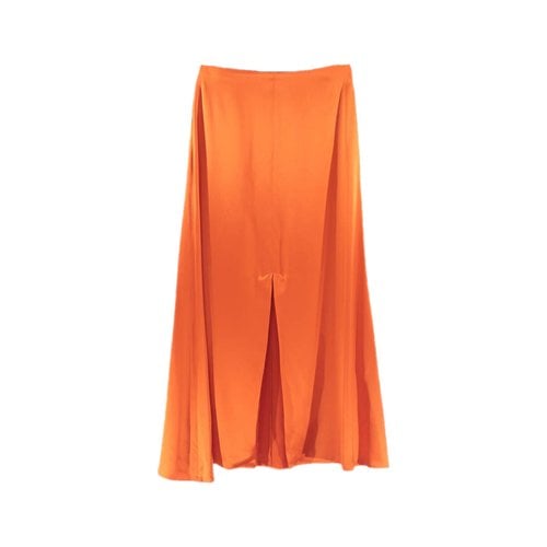 Pre-owned Dmn Silk Maxi Skirt In Orange