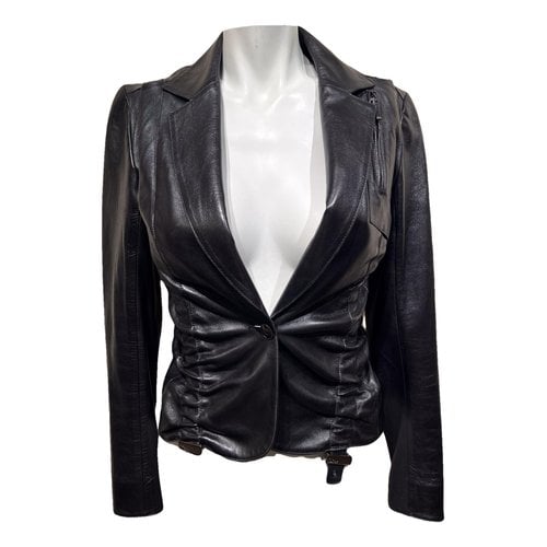 Pre-owned Dior Leather Blazer In Black