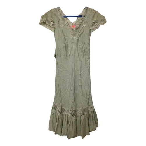 Pre-owned Manoush Silk Mid-length Dress In Green