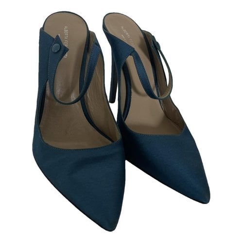 Pre-owned Alberta Ferretti Cloth Heels In Turquoise