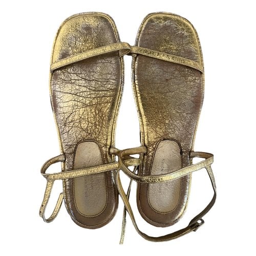 Pre-owned Dries Van Noten Leather Flats In Gold