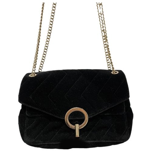 Pre-owned Sandro Yza Velvet Handbag In Black