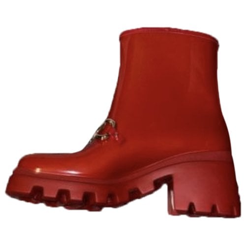 Pre-owned Gucci Wellington Boots In Red