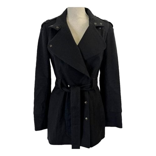 Pre-owned Reiss Trench Coat In Black