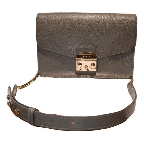 Pre-owned Furla Metropolis Leather Handbag In Grey