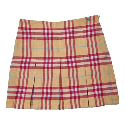 Pre-owned Burberry Linen Mini Skirt In Multicolour