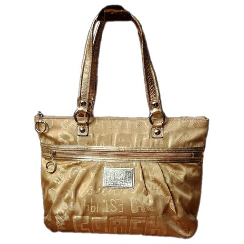 Pre-owned Coach Cloth Handbag In Gold