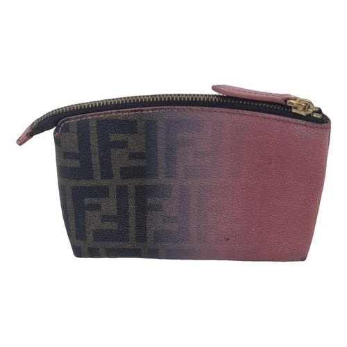 Pre-owned Fendi Double F Cloth Clutch Bag In Pink